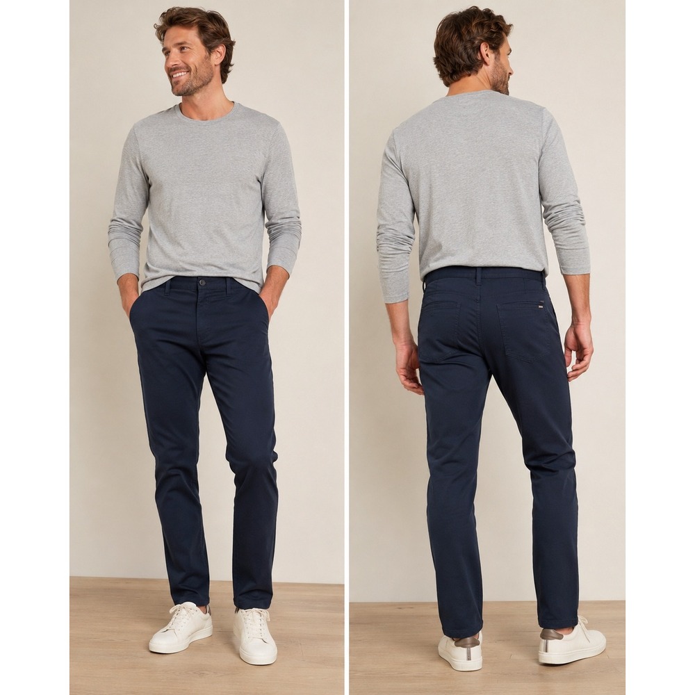 Faherty Brand Mens Movement 5-Pocket Pants Navy Blue Organic Cotton Coolmax 35
